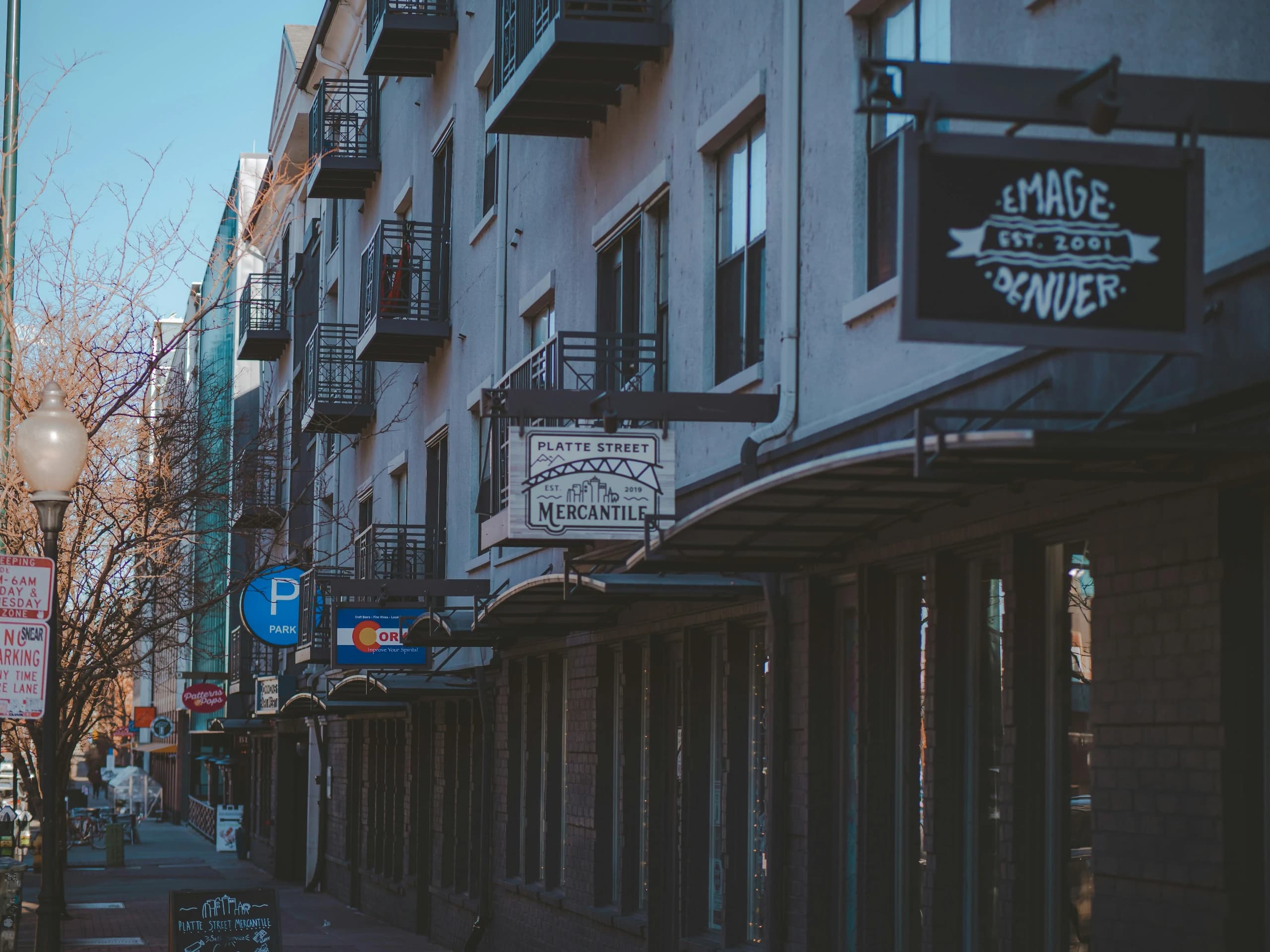 a street with many storefronts
